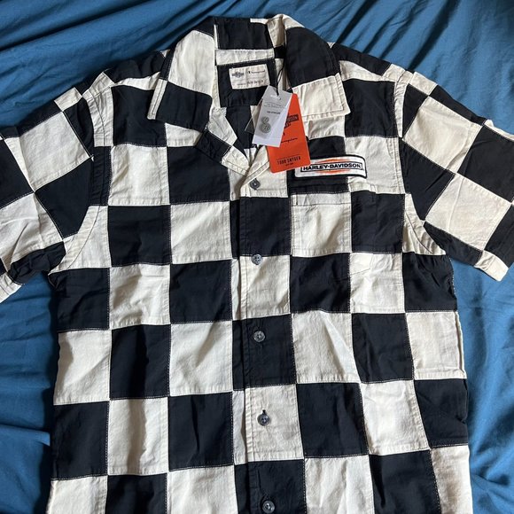 Harley Davidson x Champion x Todd Snyder Checkered Camp Collar Shirt - Picture 4 of 8